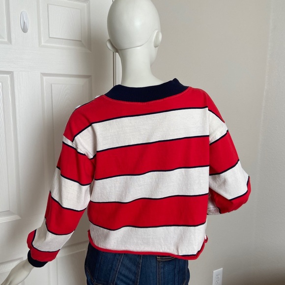 Anthropologie Moon River Red and Wht  Stripe top M - Picture 3 of 9